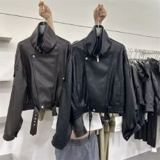 批发美式酷炫机车<b class='q'>服</b>短款PU皮衣女欧货2026秋季休闲百搭宽松夹克短外套
