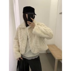 批发金叶水貂雕韩版高级感<b class='q'>皮毛</b><b class='q'>一体</b>毛绒翻领外套冬季环保皮草外套