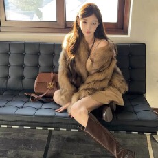 批发新款棕色毛毛外套女<b class='q'>冬</b>高级感环保皮草年轻款洋气皮毛加厚外套
