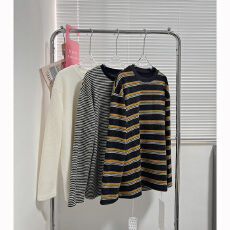 批发区区欧阳'不一般的超厚条纹<b class='q'>T</b>'长期主义定制！慵懒针织宽松长袖<b class='q'>T</b><b class='q'>恤</b>