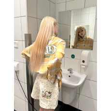 批发原版做工原版斜纹面料美式复古可爱猫咪蝴蝶结樱桃短裤女阔腿裤夏