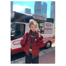 批发原版面料原版做工400g加绒美式高街格子连帽<b class='q'>外套</b>卫衣男女情侣秋冬