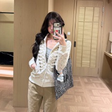 批发原版纯棉华棉面料美式碎花满印麻绳连帽开衫<b class='q'>卫衣</b>慵懒短<b class='q'>外套</b>女秋