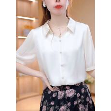 批发官图 夏季新款翻领花边纯色显瘦洋气百搭衬衫女