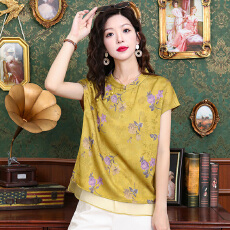 批发高端洋气质<b class='q'>时尚</b>减龄小个子新中式<b class='q'>旗袍</b>上衣小衫女士2026夏季雪纺衫