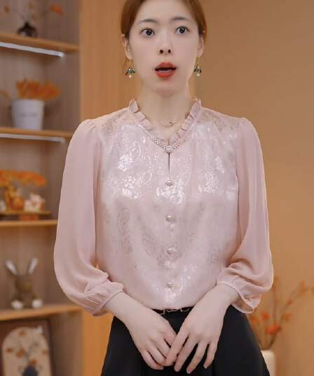 경관 그림 이른 봄 새로운 곰팡이 고리 맨위 슬림해 보이는 외국 가스 패션 다용도 단추 여성 셔츠