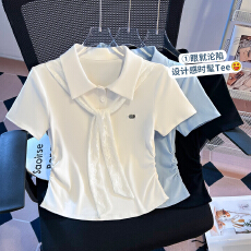 批发实拍2026年早春新款女装T恤温柔百搭小<b class='q'>衫</b>蕾丝设计配围巾<b class='q'>寸</b><b class='q'>衫</b>