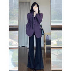 批发巨好看紫色西装<b class='q'>外套</b>女2025新款小个子炸街气质高级感休闲西服上衣
