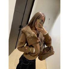 批发高级感复古毛绒连帽长袖<b class='q'>外套女</b>秋冬2025新款美式宽松气质开衫上衣