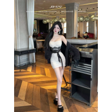 批发OYKIKI金金 旧月瑰梦 秋季气质御姐拼接蕾丝<b class='q'>吊带</b><b class='q'>连衣裙</b>