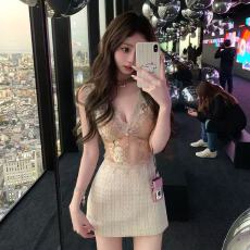 批发气质名媛重工蕾丝绣花深V领<b class='q'>包臀</b>裙纯欲心机性感拼接<b class='q'>包臀</b>连衣裙女