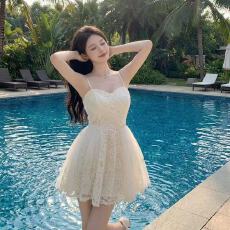 批发<b class='q'>夏</b>季时尚气质芭蕾风生日小礼服网纱蕾丝<b class='q'>高腰</b>在逃公主吊带<b class='q'>连衣裙</b>女