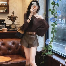 批发韩风chic露肩破洞毛针织衫秋季休闲套装女2025新款早秋穿搭一整套