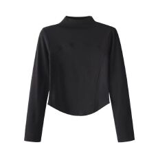 批发德绒纯色简约<b class='q'>OL</b>风格半高领设计长袖上衣显瘦保暖时尚ins