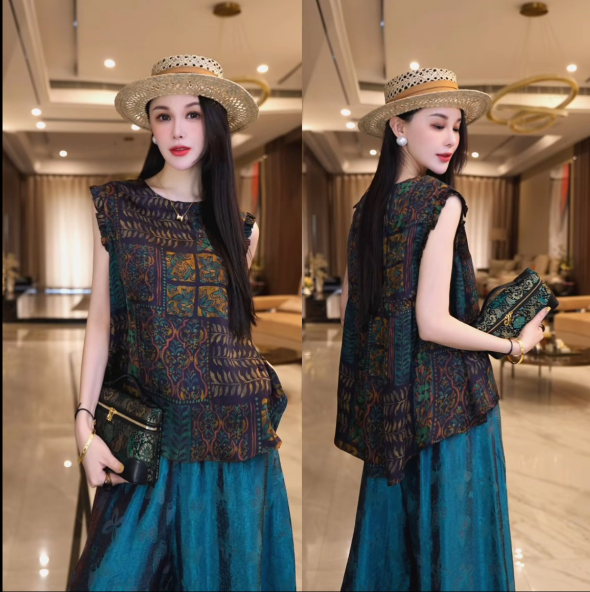 날다 어린이 색상 라임 국풍 당나라 한푸 새로운 중식 여름 패션 다용도 여성 날다 어깨 소매 맨위 베스트