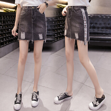 批发实拍2026夏季新款韩版时尚百搭流苏高腰<b class='q'>牛仔</b>裙包臀A字裙半身裙女