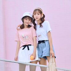 批发实拍小鹿印花短袖t恤女2026春夏季新款韩版百搭<b class='q'>体恤衫</b>上衣显瘦T恤