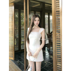 批发朵莉千金 早春法式领口钉珠设计气质显瘦背心<b class='q'>连衣裙</b>女