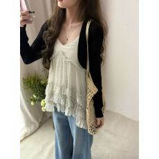 NIUGUGU 法式甜美减龄波点荷叶边吊带