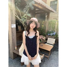 批发hollyii 韩系高级感纯色打底波点花边吊带两件套上衣2026春季新款