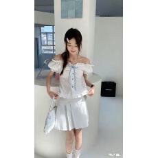 批发法式温柔风方领泡泡袖<b class='q'>波点</b><b class='q'>衬衫</b>女甜美系带上衣