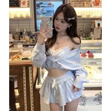 批发Tongiiuu●马德里假日 格子衬衫外套蕾丝吊带背心上<b class='q'>衣裙裤</b>套装夏