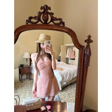 批发挂脖v领<b class='q'>波点</b>雪纺吊带<b class='q'>连衣裙</b>女夏法式收腰显瘦气质小个子a字短裙子