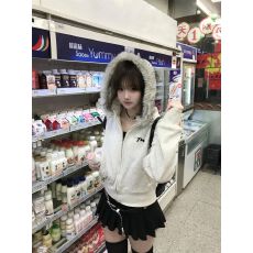 批发薄款/加绒 大毛领可拆卸纯棉华棉卫衣女显瘦拉链外套