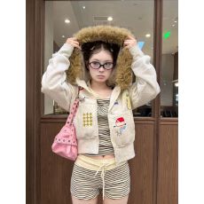 批发外贸新款爆款加绒/薄款大毛领可拆卸纯棉华棉卫衣女<b class='q'>显瘦</b>拉链外套