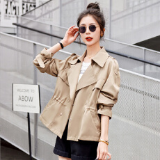 批发官图 <b class='q'>短款</b>风衣外套女双排扣2025春秋西装领抽绳小个子女上衣