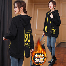 批发实拍 中长款卫衣裙<b class='q'>女</b>2024冬连帽长袖大码连衣裙套头外套<b class='q'>女</b>装