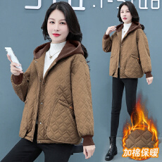 批发实拍 妈妈秋冬装连帽<b class='q'>棉服</b>2025新款<b class='q'>中年</b>女装夹棉外套薄款棉衣