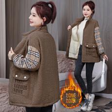 批发实拍 羊羔毛外套女<b class='q'>秋</b>冬时尚宽松大码加绒加厚摇粒颗粒绒卫衣