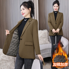 批发实拍 夹棉休闲西装外套女春秋设计感高级感西服秋<b class='q'>冬</b>季加厚