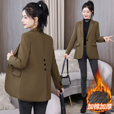 批发实拍 小西装<b class='q'>外套</b>女秋冬加厚夹棉高级感开叉休闲<b class='q'>女士</b><b class='q'>西服</b>上衣