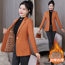 批发实拍 西装<b class='q'>外套</b>女秋冬2025新款后开叉休闲夹棉加厚小西服上衣