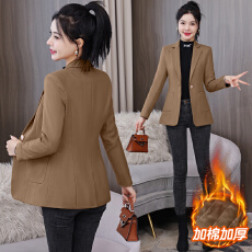 批发实拍 西装<b class='q'>外套</b>女秋冬2025新款后开叉休闲夹棉加厚小西服上衣