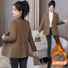 批发实拍 夹棉西装<b class='q'>外套</b>女秋季小个子2024新款休闲加厚小西服秋冬