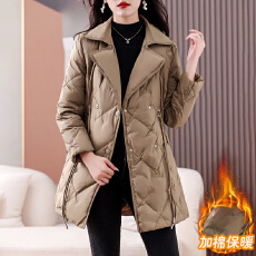 批发实拍 轻薄西装风衣羽绒服女中长款小个子妈妈新款冬装<b class='q'>外套</b>