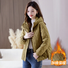 批发薄款棉服女2025新款秋冬短款小个子妈妈休闲<b class='q'>棉衣</b>轻薄菱格夹棉外套