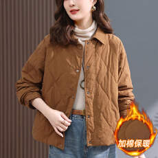 批发官图 菱格轻薄棉服女短款2025新款秋冬棉衣外套<b class='q'>妈妈</b>小棉袄