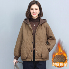 批发官图 <b class='q'>妈妈</b>秋冬装连帽棉服2025新款<b class='q'>中年</b>女装夹棉外套薄款棉衣