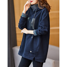 批发官图 <b class='q'>欧洲站</b>大码连帽烫钻高领加绒卫衣外套宽松女装冬装新款