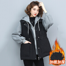 批发官图 棉服女2025新款冬季棉袄中长款<b class='q'>妈妈</b>假两件马夹棉衣外套