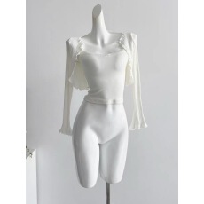 批发木耳边防晒开衫薄款女百搭外搭罩衫夏披肩冰丝<b class='q'>针织衫</b>小坎肩上衣