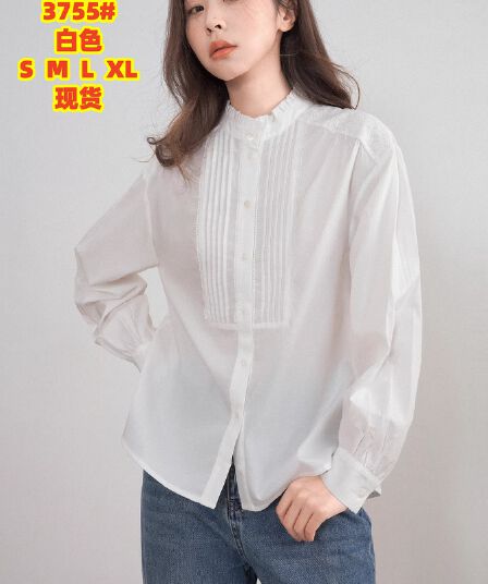 코치 직장 착용 가져 가라. 장기 Pleat 화이트 여성 셔츠 봄 긴팔 레이스 칼라 프랑스식 품격 맨위