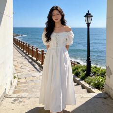 批发大码女装夏季新款微胖连衣裙气质名媛淑女风显瘦遮肉小黑裙