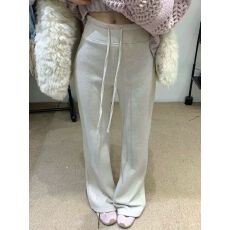 批发韩国东大门秋冬新款百搭高腰显瘦松紧抽绳加绒加厚微喇<b class='q'>休闲</b>裤女