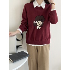 批发实拍~针织圆领毛衣女秋冬宽松<b class='q'>通勤</b>内搭上衣女6287