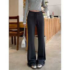 批发实物图已更新 百搭高腰显瘦松紧抽绳加绒加厚微喇<b class='q'>休闲裤</b>女8551